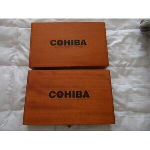 Cohiba Wooden Cigar Box Wood Humidor Storage Set of 2